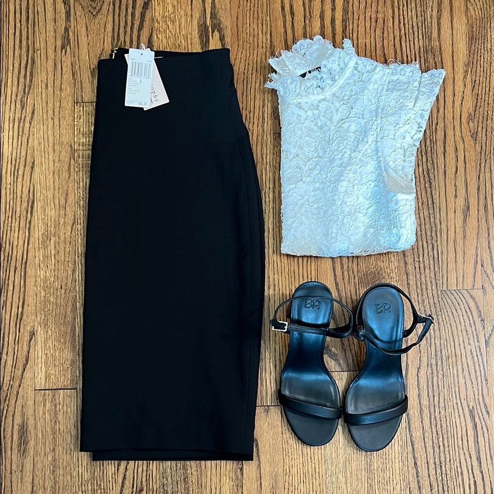 Black Midi Pencil Skirt NWT